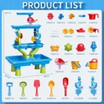 4-Tier Sand and Water Table for Kids, Outdoor Splash and Play Activity Set for Boys and Girls Ages 3 4 5 6 7 8 Years, Summer Bea