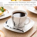 VEWEET FIONA 30/60 Piece Black Lines Porcelain Ceramic Tableware Set with Dessert Plates/Soup Plates/Dinner Plates/Cups/Saucers