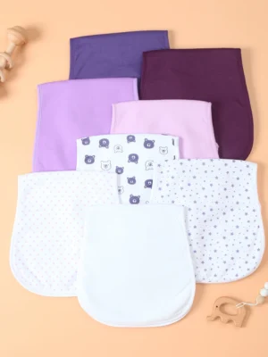 Curved Design Infants Burping Cloths-8 Pcs Waterproof Baby Girls Burp Rags, 3 Absorbent Layers Design
