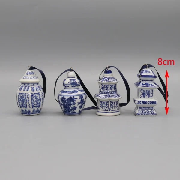 Set of 12 Ceramic Pedants, Mini Porcelain Jar Models, Hanging Ornaments, Home Decoration