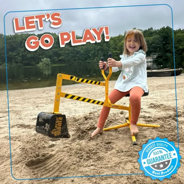 Sand Digger Kids Excavator Ride on Toy, Beach Toys Outdoor Sandbox Toy Digger for Kids, Solid Steel Rotates 360, Role Play, Sand