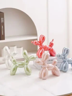 11cm Mini Ceramic Balloon Dog Abstract Ornament Creative Sculpture Study Room Statue Home Office Accessories Festival Decoration