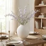 Large White Ceramic Vase, Rustic Farmhouse Decor, 9.8 Inch Tall for Home and Table