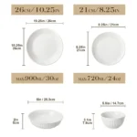 MALACASA LEILA 12/16/24/32 Ceramic Plate Sets White Porcelain Dinnerware Set with 4/6 PCS Dinner Plate/Dessert/Cereal Bowl/Soup
