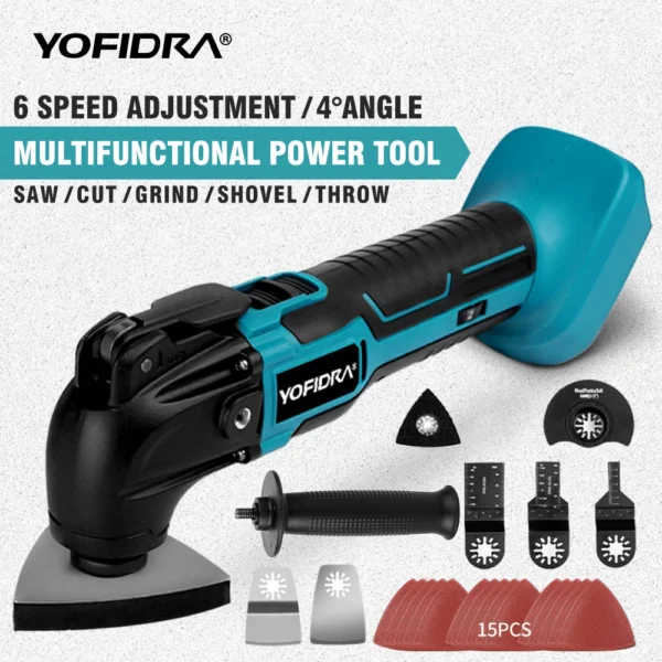 YOFIDRA 600W Cordless Angel Oscillating Multi Tool Electric Trimmer Saw 4°Adjustable Angle Power Tool For Makita Battery Pin