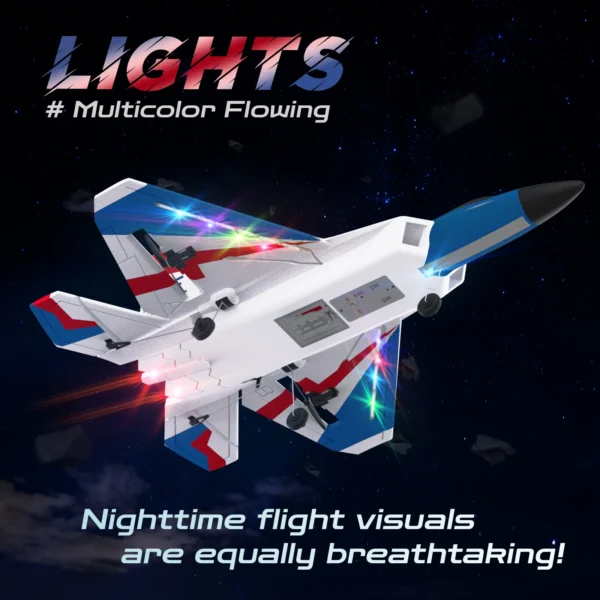 F22 Remote Control Airplane 4 Channel with Lights, 2.4G Fighter RC Plane with 3 Flight Modes for Beginners - RTF