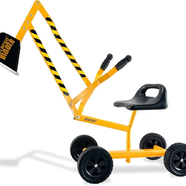 Kids Excavator Toy Sand Digger on Wheels, Steel Sandbox Digger Toys for Boys, Sand Toys Ride On Excavator, Beach Toys