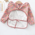 Baby Soft Waterproof Bib Little Boy Girl Painting Smock Child Meal Eating Apron with Long Sleeves Kid Adjustable Feeding Bibs