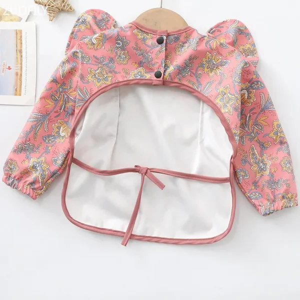 Baby Soft Waterproof Bib Little Boy Girl Painting Smock Child Meal Eating Apron with Long Sleeves Kid Adjustable Feeding Bibs