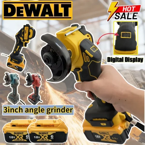 DeWALT Digital Display Brushless Mini Angle Grinder For 18V Battery Polishing Grinding Machine Cutting Power Tools