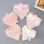 5pcs/lot Baby Bibs Cotton Saliva Towel Triangle Scarf Newborn Double Layer Burp Cloths Bandana Baby Accessories Newborn