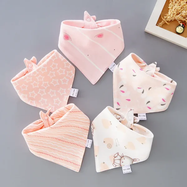 5pcs/lot Baby Bibs Cotton Saliva Towel Triangle Scarf Newborn Double Layer Burp Cloths Bandana Baby Accessories Newborn