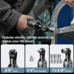 TaskStar Electric Ratchet Wrench 200RPM Variable Speed Trigger 40Nm Cordless Ratchet Wrench Kit 12V 2*2.0 Ah Batteries Powered