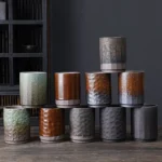 Vintage Chinese Ceramic Mug, Handmade Stoneware Large Coffee Cup, Unique Rustic Design for Home & Office Use, 1-Piece Cup