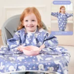 Unisex Baby Waterproof Feeding Bib 8 Months-5 Years with Table Cover to Prevent Mess Full Coverage Bib