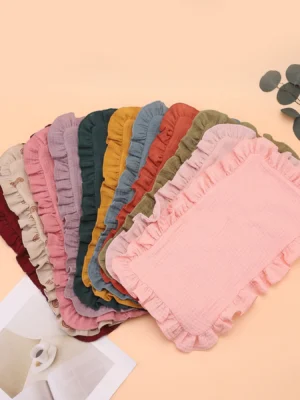 3-piece soft gauze cotton shoulder pad baby burp cloth with ruffles for newborns