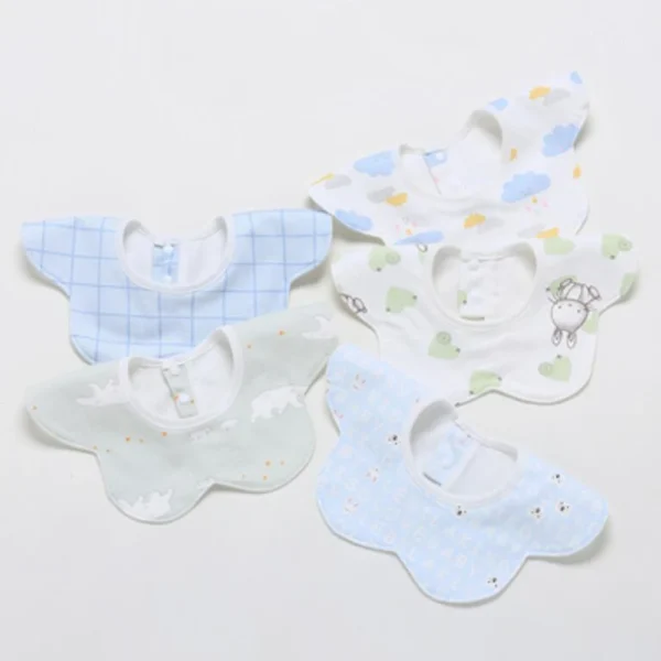 5-piece set/batch baby bibs waterproof 360-degree rotation saliva towel baby feeding apron newborn supplies