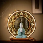 Cz ceramic guanyin buddha statue home worship living room ornaments sitting lotus smiling nanhai guanyin empress bodhisattva