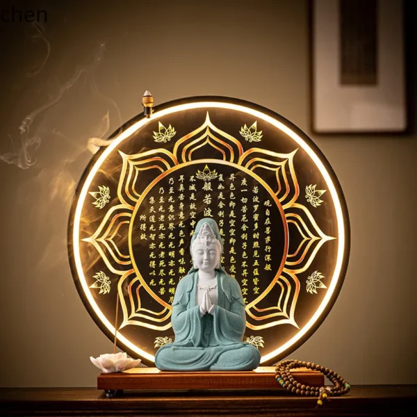 Cz ceramic guanyin buddha statue home worship living room ornaments sitting lotus smiling nanhai guanyin empress bodhisattva