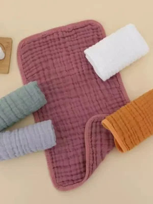 5-piece set Soft and absorbent 6-layer pure cotton gauze baby burp cloth Newborn drooling teething burp towel Bib
