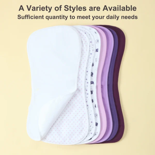 Curved Design Infants Burping Cloths-8 Pcs Waterproof Baby Girls Burp Rags, 3 Absorbent Layers Design