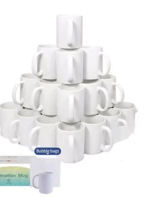 HTVRONT Sublimation Mugs 11oz Ceramic Sublimation Mugs Blank Bulk Coffee Mug White Ceramic Photo Cups With Bubble Bag
