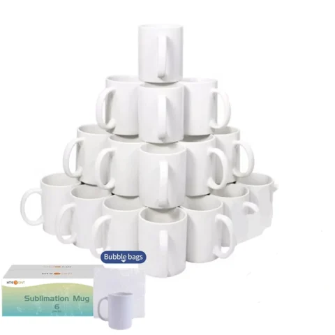 HTVRONT Sublimation Mugs 11oz Ceramic Sublimation Mugs Blank Bulk Coffee Mug White Ceramic Photo Cups With Bubble Bag