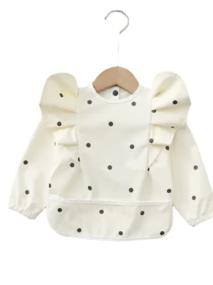 Baby Soft Waterproof Bib Little Boy Girl Painting Smock Child Meal Eating Apron with Long Sleeves Kid Adjustable Feeding Bibs