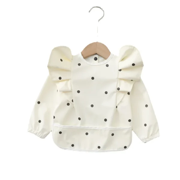 Baby Soft Waterproof Bib Little Boy Girl Painting Smock Child Meal Eating Apron with Long Sleeves Kid Adjustable Feeding Bibs