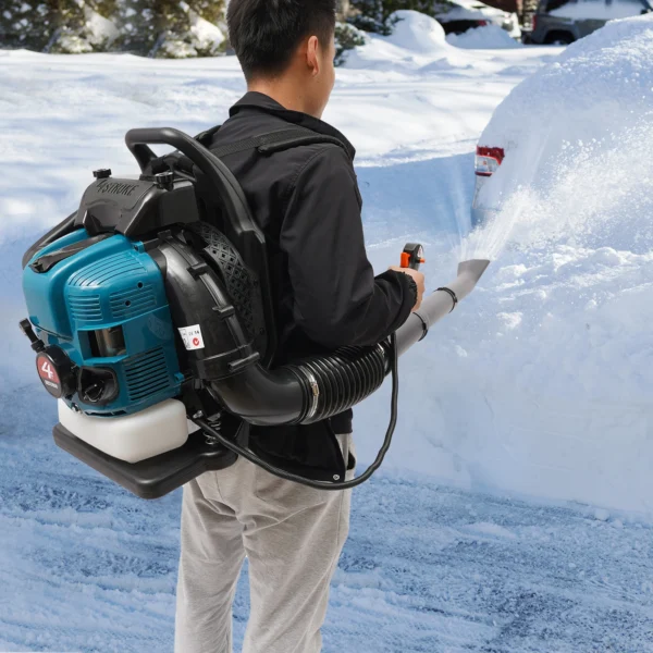 75.6CC 4 Stroke Backpack Leaf Blower 2.6KW Gasoline Powered Engine Lawn Blower Cordless Snow Dust Blowing Cleaning Tool 7000Rpm