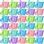 60 Pcs Sand Buckets Bulk for Kids Easter Sand Buckets and Shovels for Kids 5.5 Inch Plastic Beach Pails Toys for Girls Boys Gift