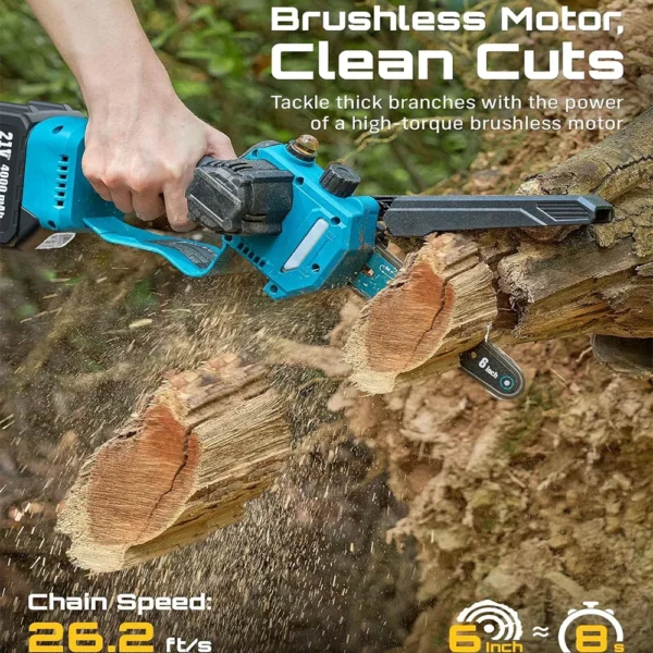 Seesii Brushless 6'' Electric Chainsaw with 2.5M Telescoping Pole High Branch Saw Garden Pruning Tool For Makita18V Battery pin