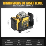 DeWalt DW089LG 12 - Line 3 - Side 360° Self - leveling Green Laser Level: 12V Lithium - Battery - Powered