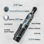 TaskStar Electric Ratchet Wrench 200RPM Variable Speed Trigger 40Nm Cordless Ratchet Wrench Kit 12V 2*2.0 Ah Batteries Powered