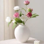 Large White Ceramic Vase, Rustic Farmhouse Decor, 9.8 Inch Tall for Home and Table