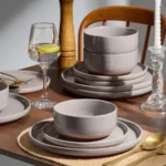 2-Piece Ceramic Dinnerware Setlates and Bowls Sets for 4 Stware Dishware Dishes Set wi Terrot Base Chip and Scratch Resnt Miwav