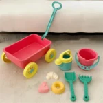 Toddler Beach Toys Early Learning Sand Play Toys With Trolley 8 Pieces Fun Outdoor Playset For Seaside Beach Outside Camping