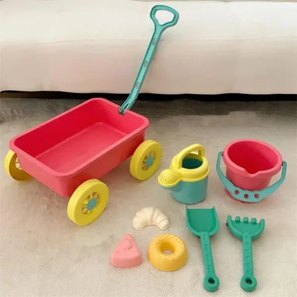 Toddler Beach Toys Early Learning Sand Play Toys With Trolley 8 Pieces Fun Outdoor Playset For Seaside Beach Outside Camping