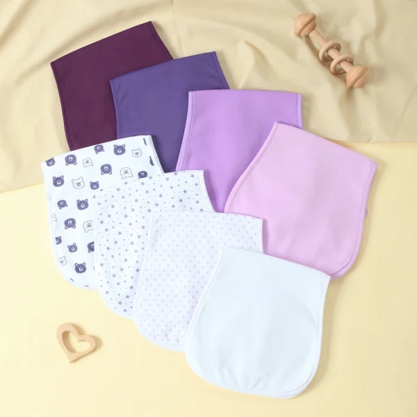 Curved Design Infants Burping Cloths-8 Pcs Waterproof Baby Girls Burp Rags, 3 Absorbent Layers Design