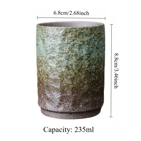 Vintage Chinese Ceramic Mug, Handmade Stoneware Large Coffee Cup, Unique Rustic Design for Home & Office Use, 1-Piece Cup