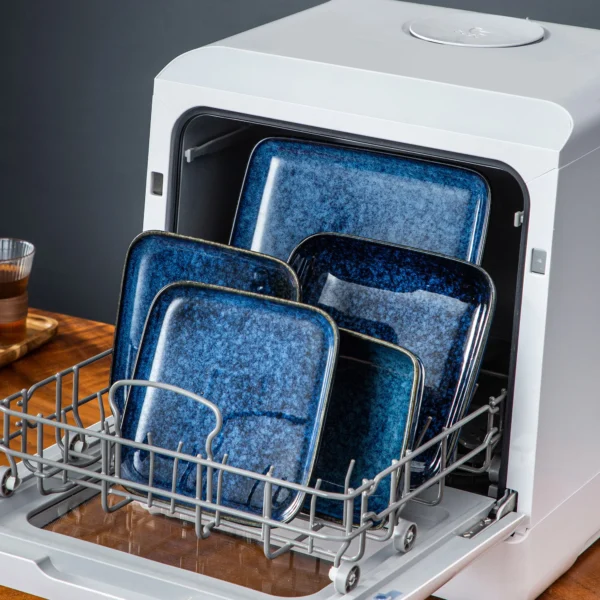 Vancasso Stern Dinner Set Blue Square Kiln Change Glaze Tableware 16 Pieces Kitchen Dinnerware Ceramic Crockery Set for 4 Person