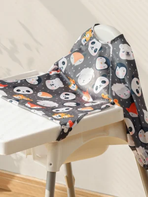 1 waterproof long-sleeve feeding bib with pockets, washable all-in-one baby bib, can be secured to high chairs and tables