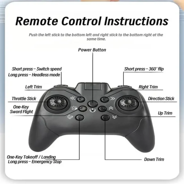 RC Flying Sword 2.4G 2CH Remote Control 4 Axle Fighter With Hand Wave/Controller Mode & Lights RC Aerial Stunt Plane Toys Boys