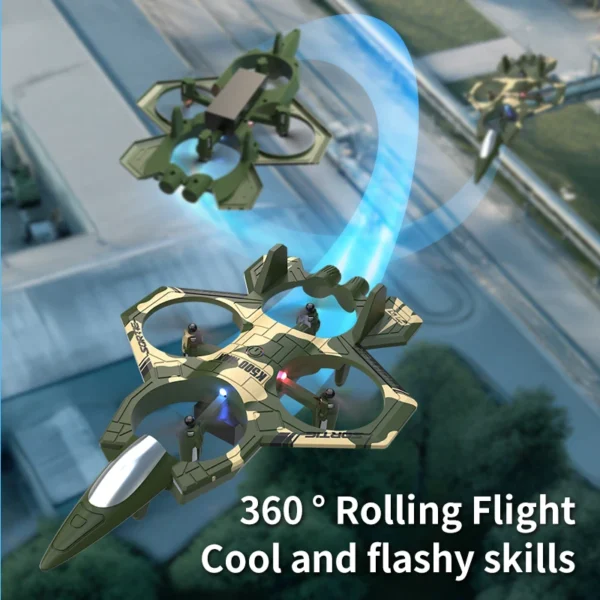 K500 MAX RC Plane Fighter 2.4G Remote Control Stunt Glider 360 ° Rolling Flight Flying EPP Foam Airplane with LED Toys for Kids