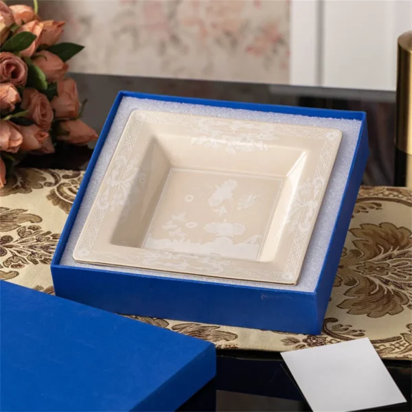 High-end Oriental Series Ceramic 9in Round Soup Plate Square Steak Plate Fruit Pastry Plate Home Decorative Dish