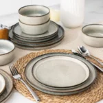 Ceramic Dinnerware Sets for 6 18 Pieces Stoneware Plates and Bowls Sets Reactive Glaze Dishes Scratch Resistant DishwasherandMi