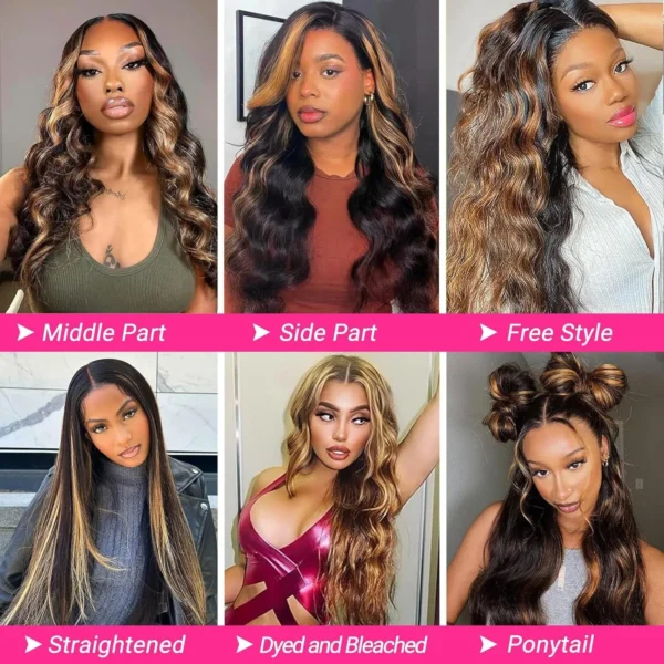 1B/30 Black and Blonde Highlight Body Wave 13x4 Lace Frontal Wigs Human Hair Brazilian Remy Ombre Blonde Colored Lace Front Wig