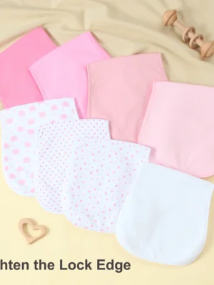 8 Pack Multi Printed Baby Girls Burp Cloths, 3 Absorbent Layers Design, Waterproof, Skin-friendly