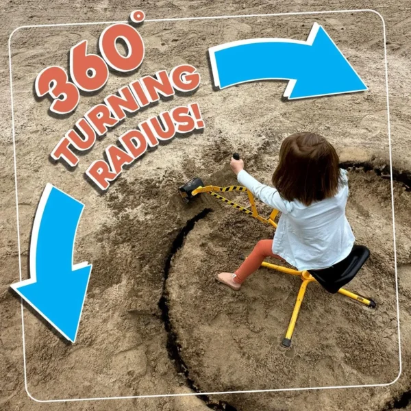 Sand Digger Kids Excavator Ride on Toy, Beach Toys Outdoor Sandbox Toy Digger for Kids, Solid Steel Rotates 360, Role Play, Sand