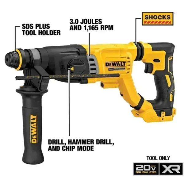 DEWALT DCH263 20V Brushless Hammer Cordless SDS PLUS Electric Hammer 4300BPM 3J Carpentry Specific Power Tool